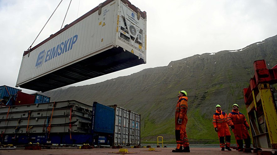 Loading fish in Isafjordur, Iceland